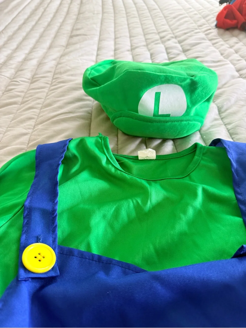 Kids Green and Blue Overalls Costume with Hat and Gloves 10-12size